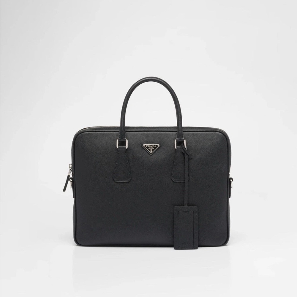 Prada Black Leather Briefcase for Men